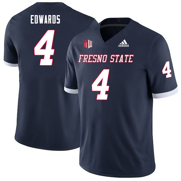 Men #4 Emoryie Edwards Fresno State Bulldogs College Football Jerseys Sale-Navy